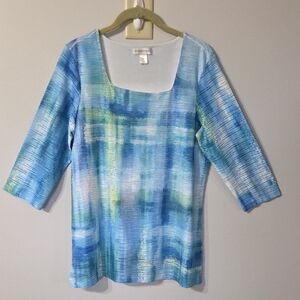 Blue and Green Women's Tunic Top